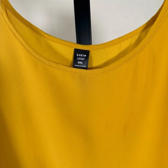 Womens Plus Size Chic Mustard Yellow
Dainty Modest Blouse Feminine Ruched
Office - Picture 4 of 9